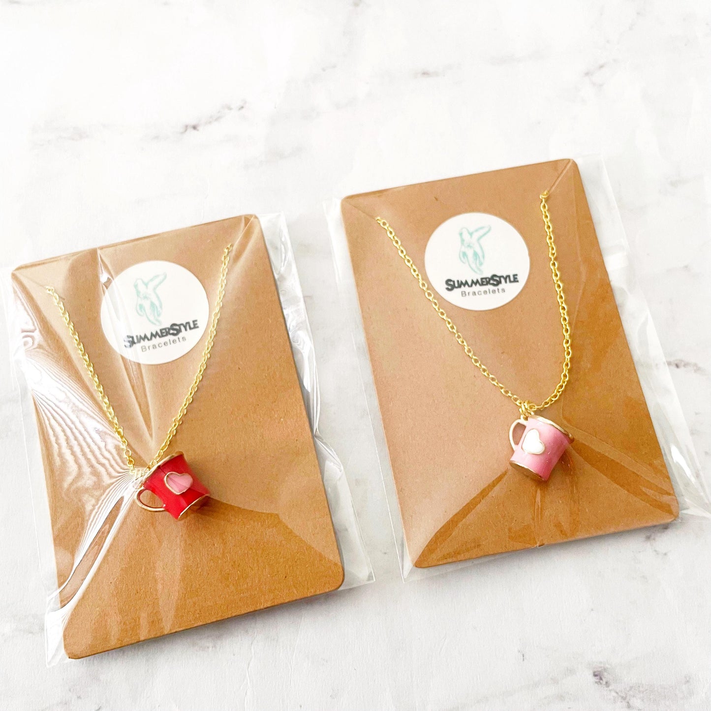 Valentine Coffee Charm Necklace, Valentine Jewelry, Stainless Steel Chain Necklace, SummerStyle Bracelets