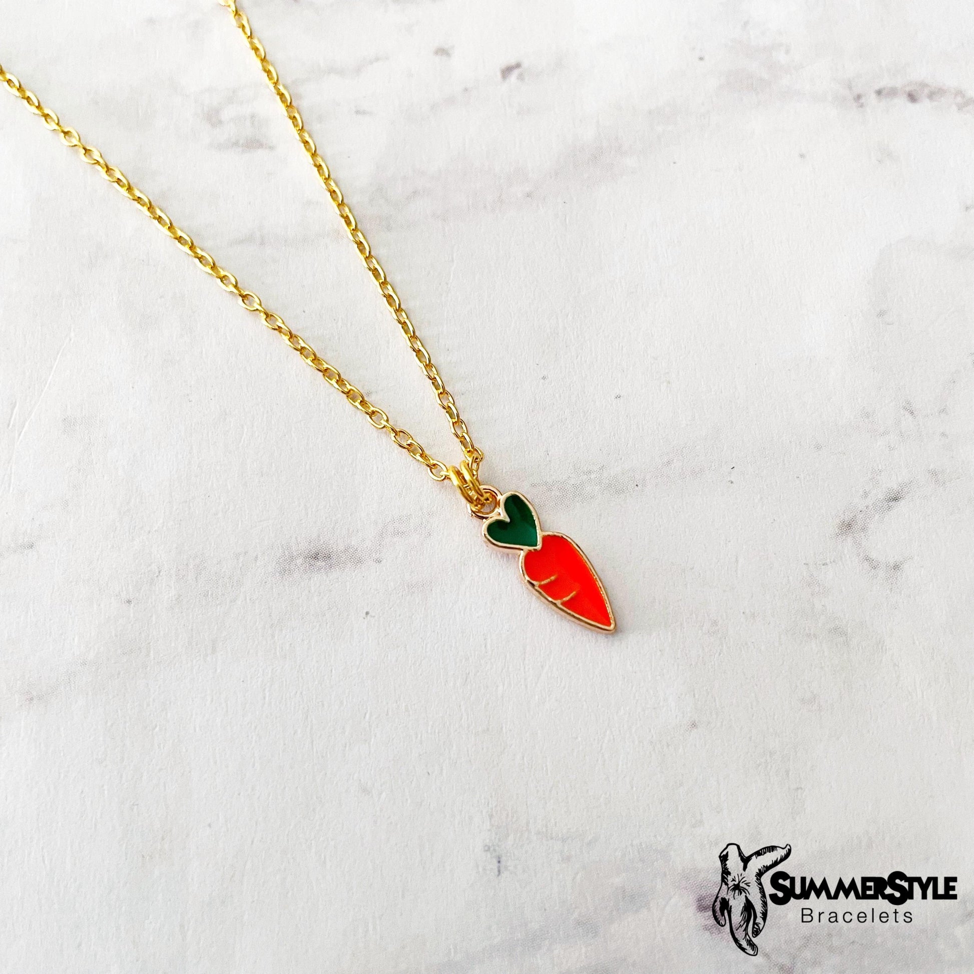 Carrot Charm Necklace, Easter Jewelry, Gold Chain Necklace, SummerStyle Bracelets
