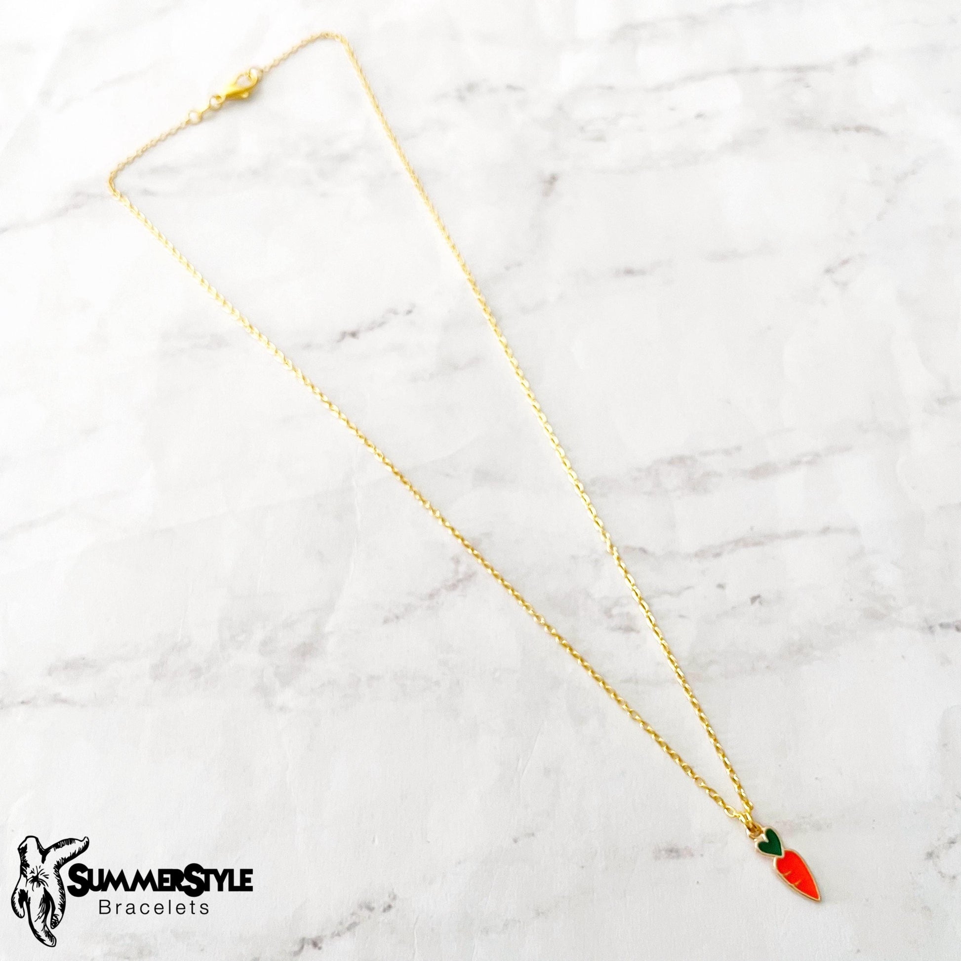 Carrot Charm Necklace, Easter Jewelry, Gold Chain Necklace, SummerStyle Bracelets