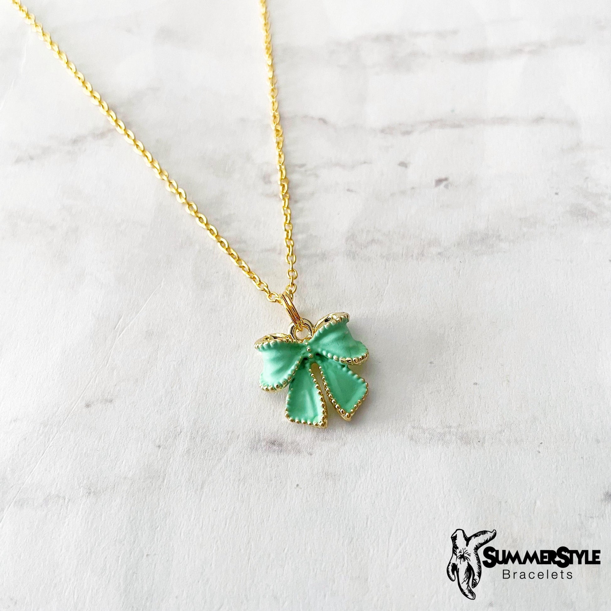 Bridal Bow Charm Necklace, Bow Jewelry, Stainless Steel Chain Necklace, SummerStyle Bracelets