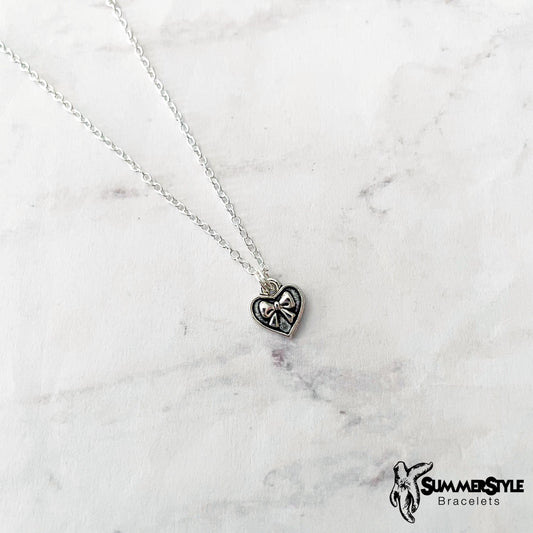 Mini Bow Heart Charm Necklace, Bow Jewelry, Stainless Steel Chain Necklace, SummerStyle Bracelets