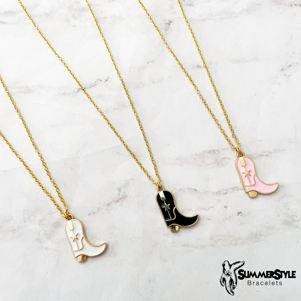 Cowgirl Boot Charm Necklace, Country Jewelry, Gold Chain Necklace, SummerStyle Bracelets