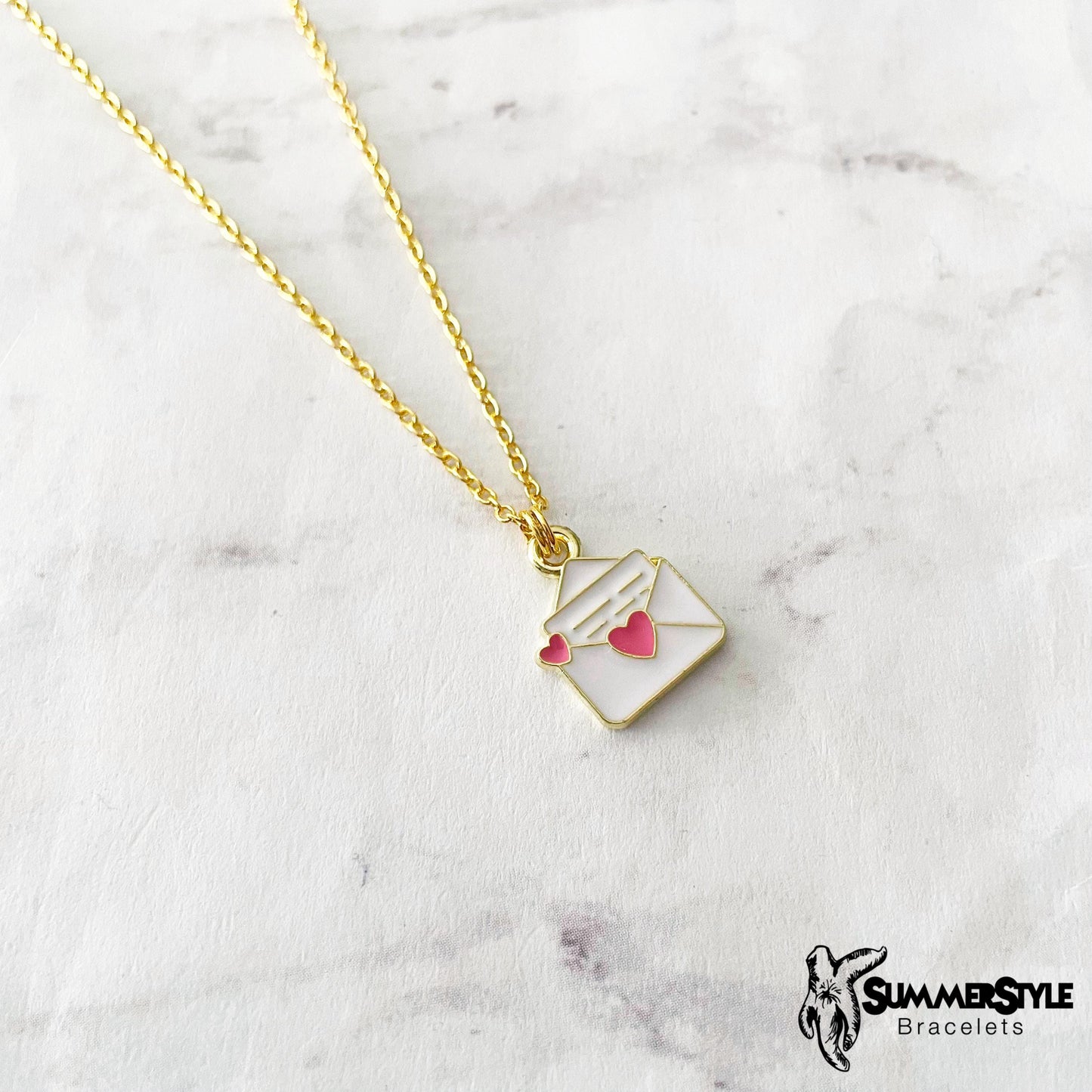 Love Letter Charm Necklace, Valentine Jewelry, Stainless Steel Chain Necklace, SummerStyle Bracelets