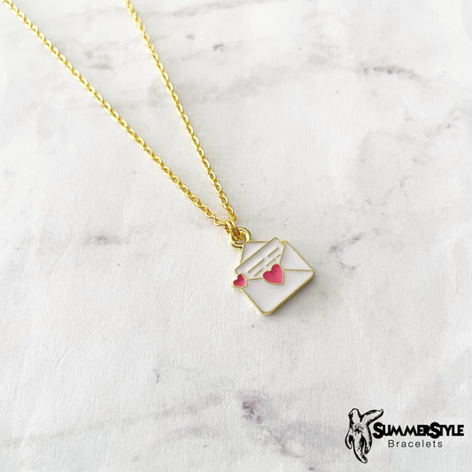 Love Letter Charm Necklace, Valentine Jewelry, Stainless Steel Chain Necklace, SummerStyle Bracelets