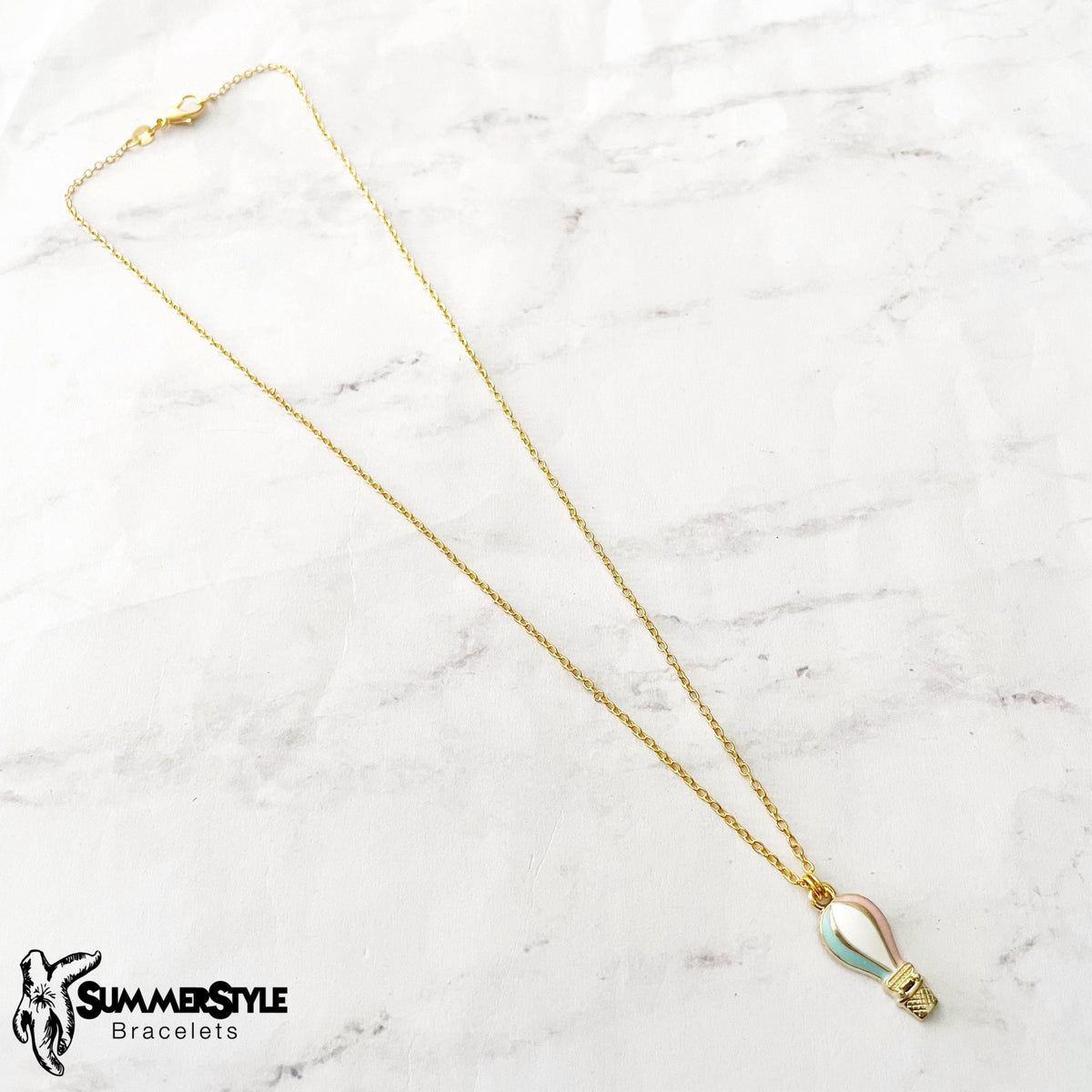 Hot Air Balloon Charm Necklace, Unique Jewelry, Gold Chain Necklace, SummerStyle Bracelets