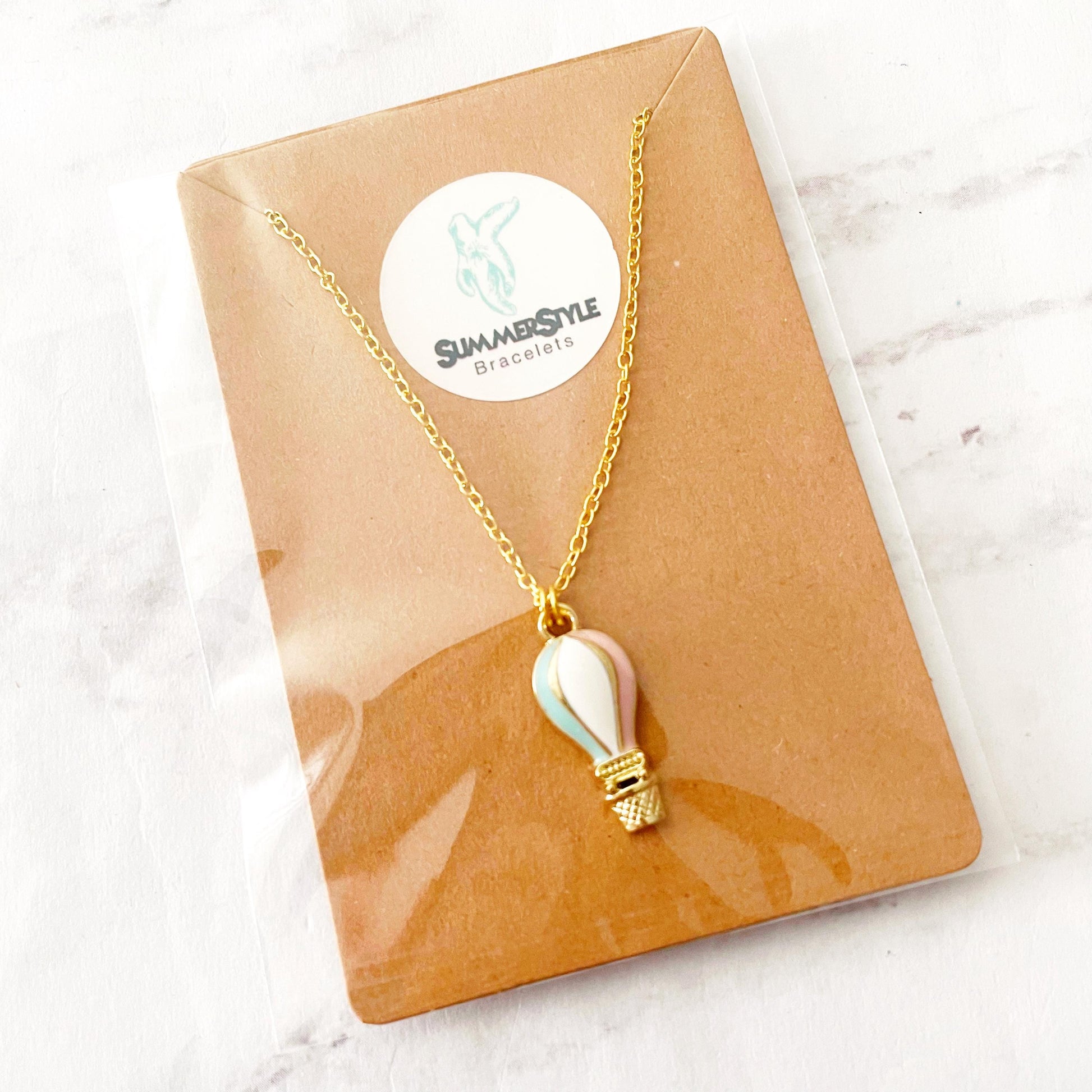 Hot Air Balloon Charm Necklace, Unique Jewelry, Gold Chain Necklace, SummerStyle Bracelets
