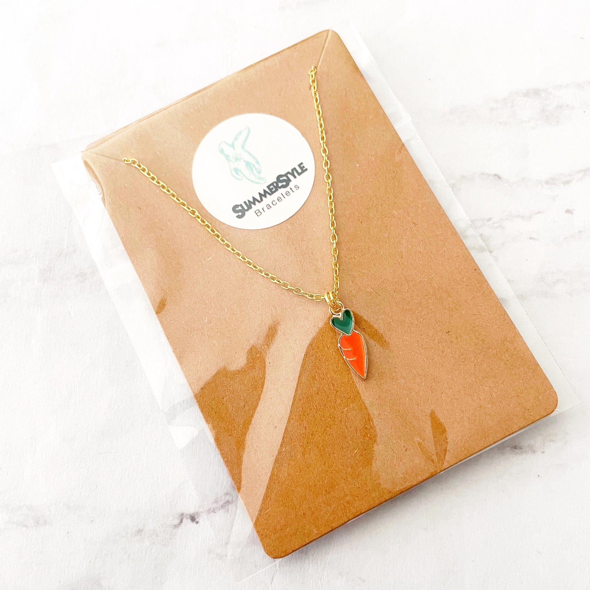 Carrot Charm Necklace, Easter Jewelry, Gold Chain Necklace, SummerStyle Bracelets