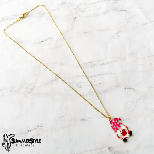 Valentine Gnome Charm Necklace, Valentine Jewelry, Stainless Steel Chain Necklace, SummerStyle Bracelets