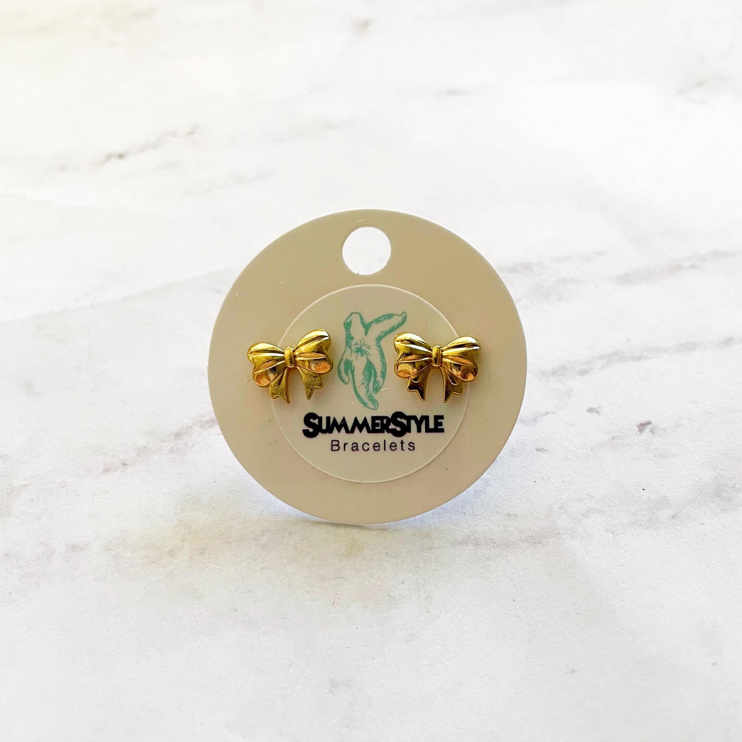 Gold Bow Stud Earrings, Stud Earrings, Stainless Steel Studs, Bow Earrings, SummerStyle Bracelets