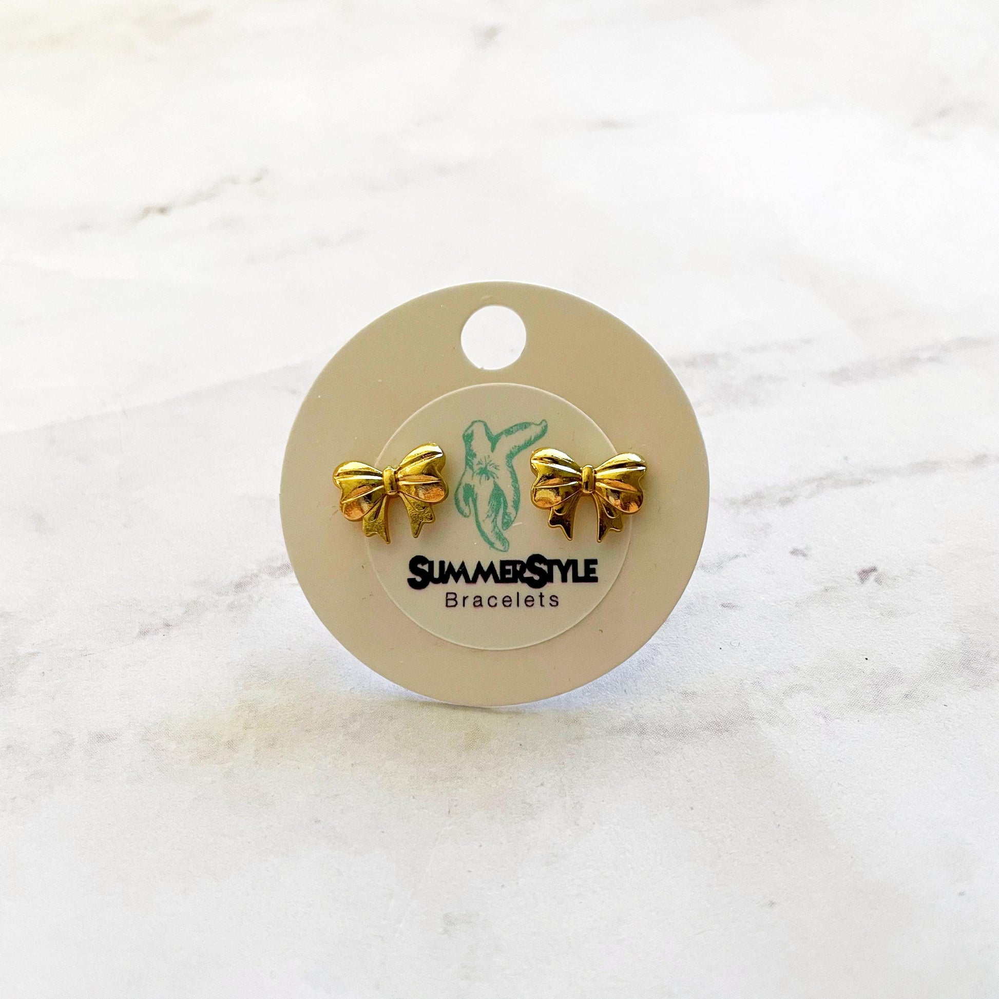 Gold Bow Stud Earrings, Stud Earrings, Stainless Steel Studs, Bow Earrings, SummerStyle Bracelets