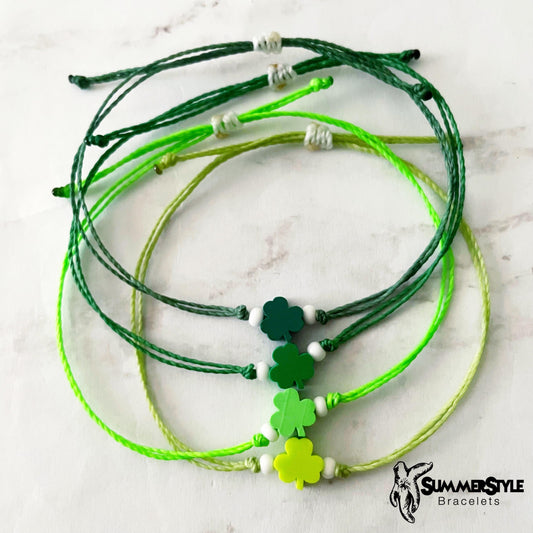 ST PATRICKS DAY Shamrock Adjustable Waterproof Bracelet, St Patty’s Day Bracelet, Lucky Jewelry, SummerStyle Bracelets