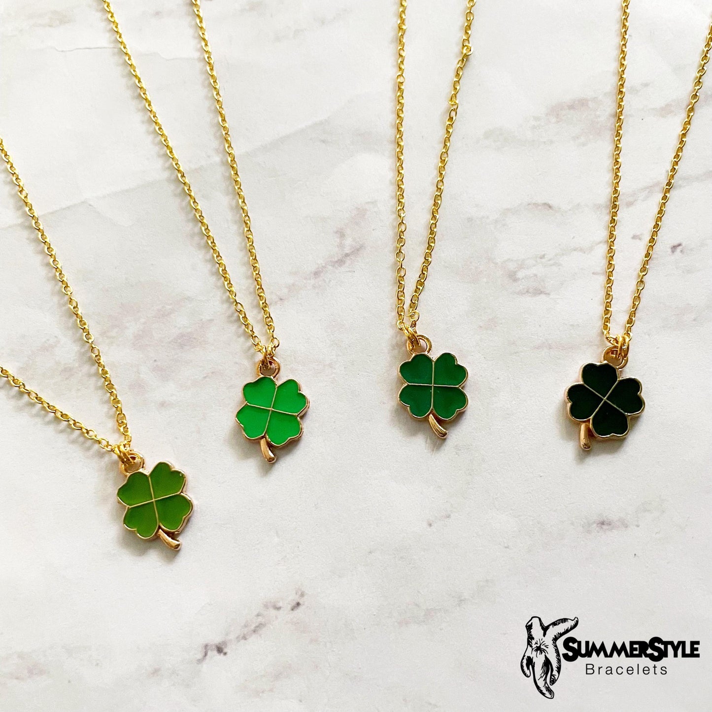 St. Patrick’s Day Shamrock Charm Necklace, Lucky Jewelry, Stainless Steel Chain Necklace, SummerStyle Bracelets