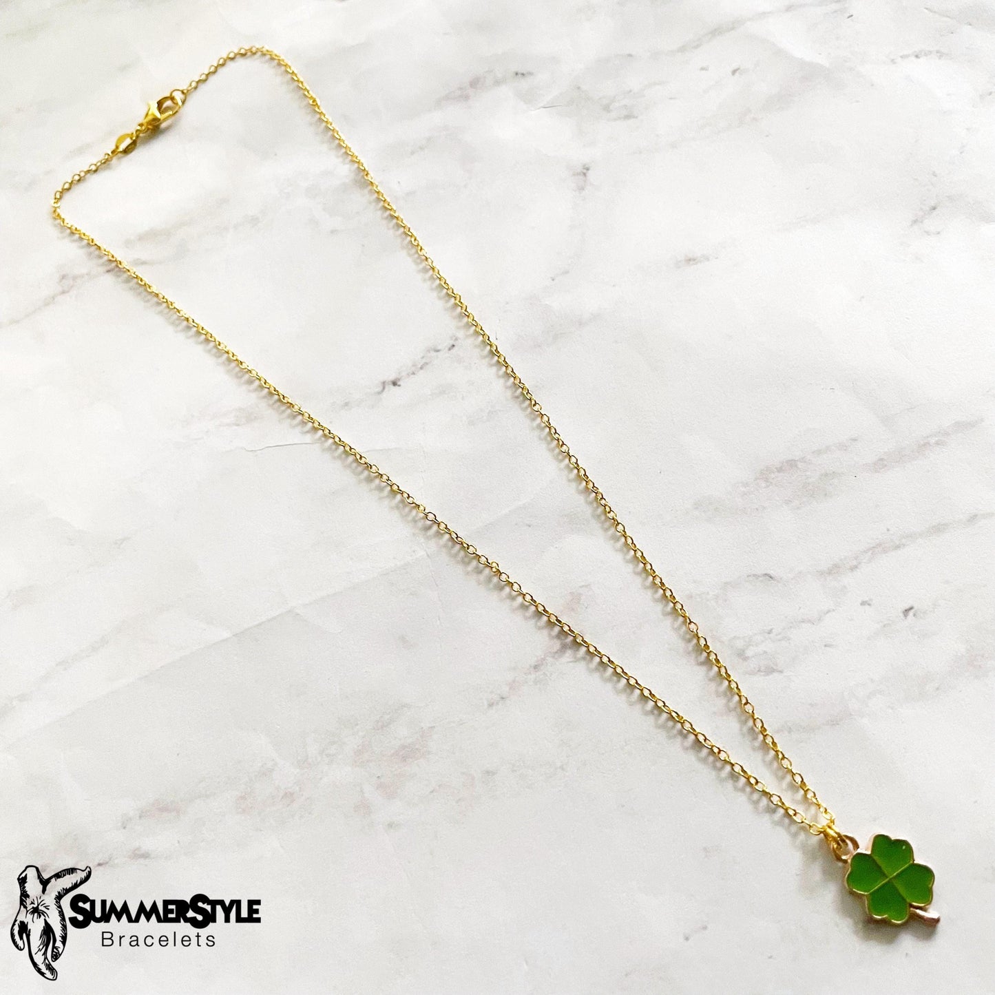 St. Patrick’s Day Shamrock Charm Necklace, Lucky Jewelry, Stainless Steel Chain Necklace, SummerStyle Bracelets