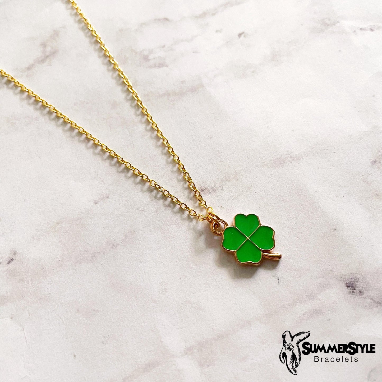 St. Patrick’s Day Shamrock Charm Necklace, Lucky Jewelry, Stainless Steel Chain Necklace, SummerStyle Bracelets