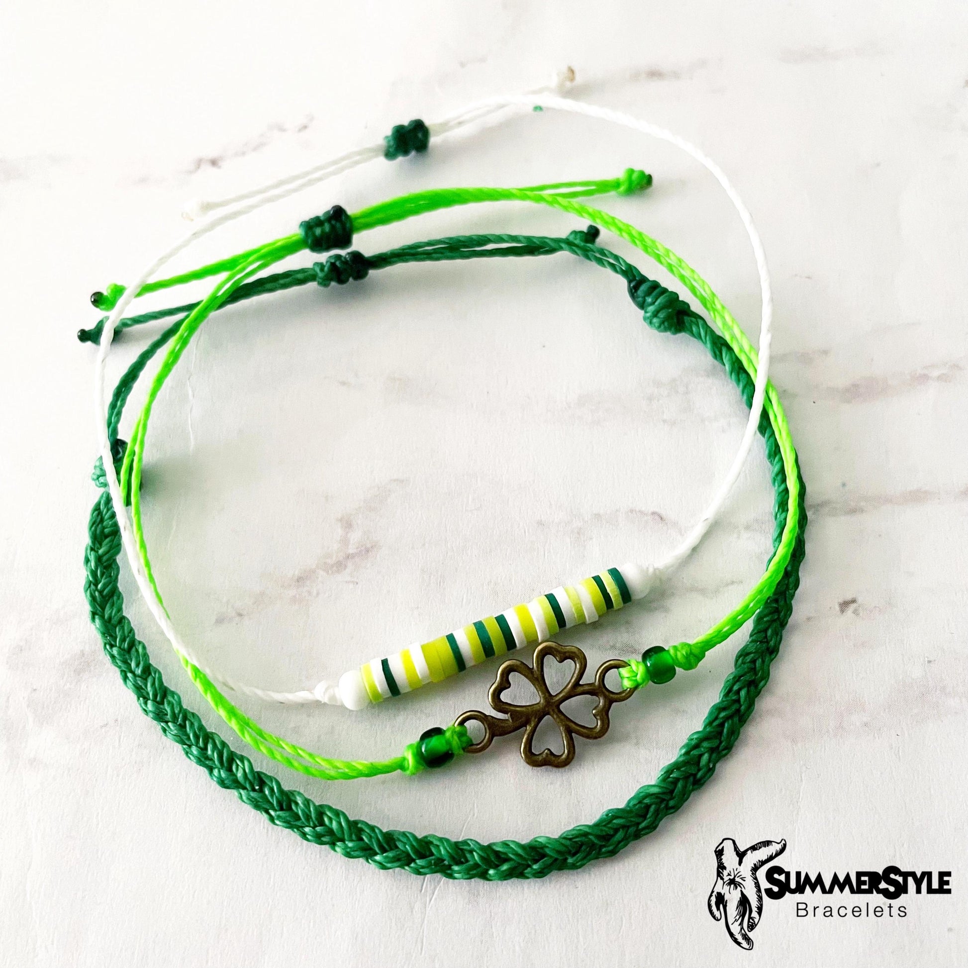 ST PATRICKS DAY Shamrock Adjustable Waterproof Bracelet Set, St Patty’s Day Bracelet, Lucky Jewelry, SummerStyle Bracelets