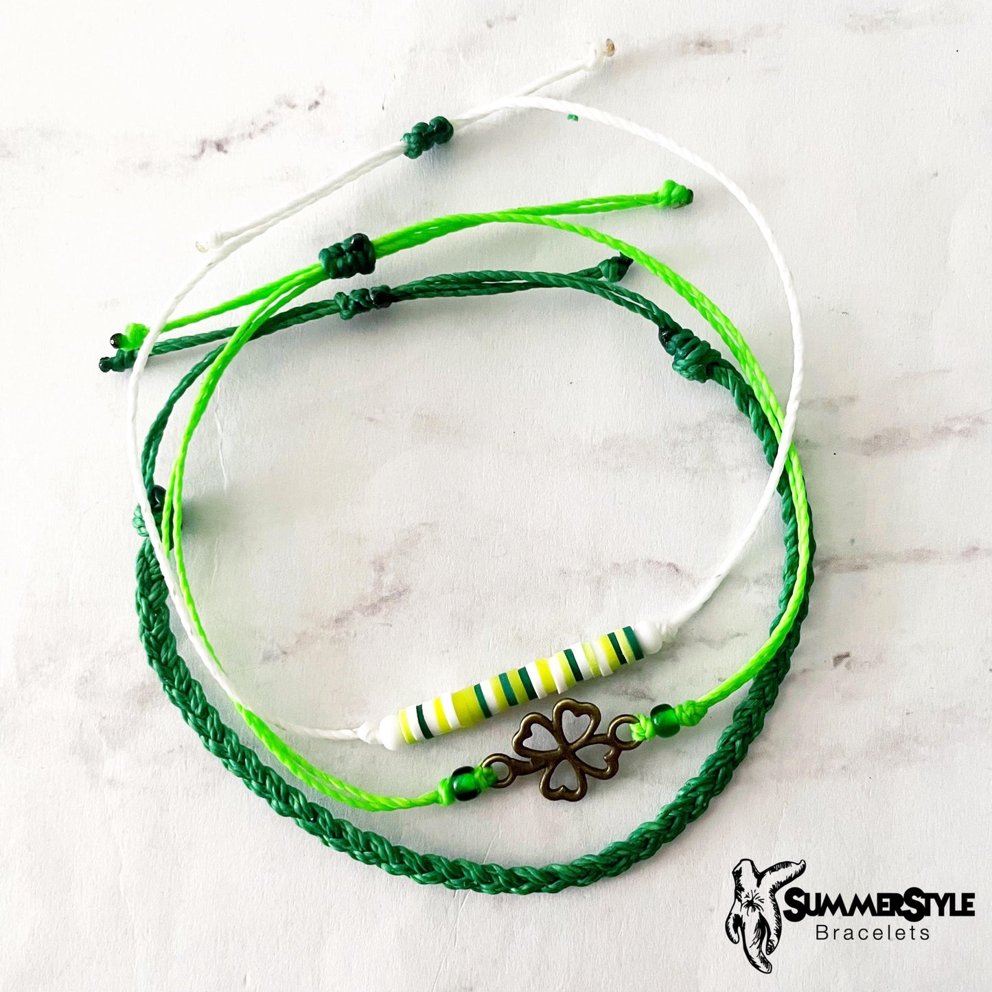 ST PATRICKS DAY Shamrock Adjustable Waterproof Bracelet Set, St Patty’s Day Bracelet, Lucky Jewelry, SummerStyle Bracelets