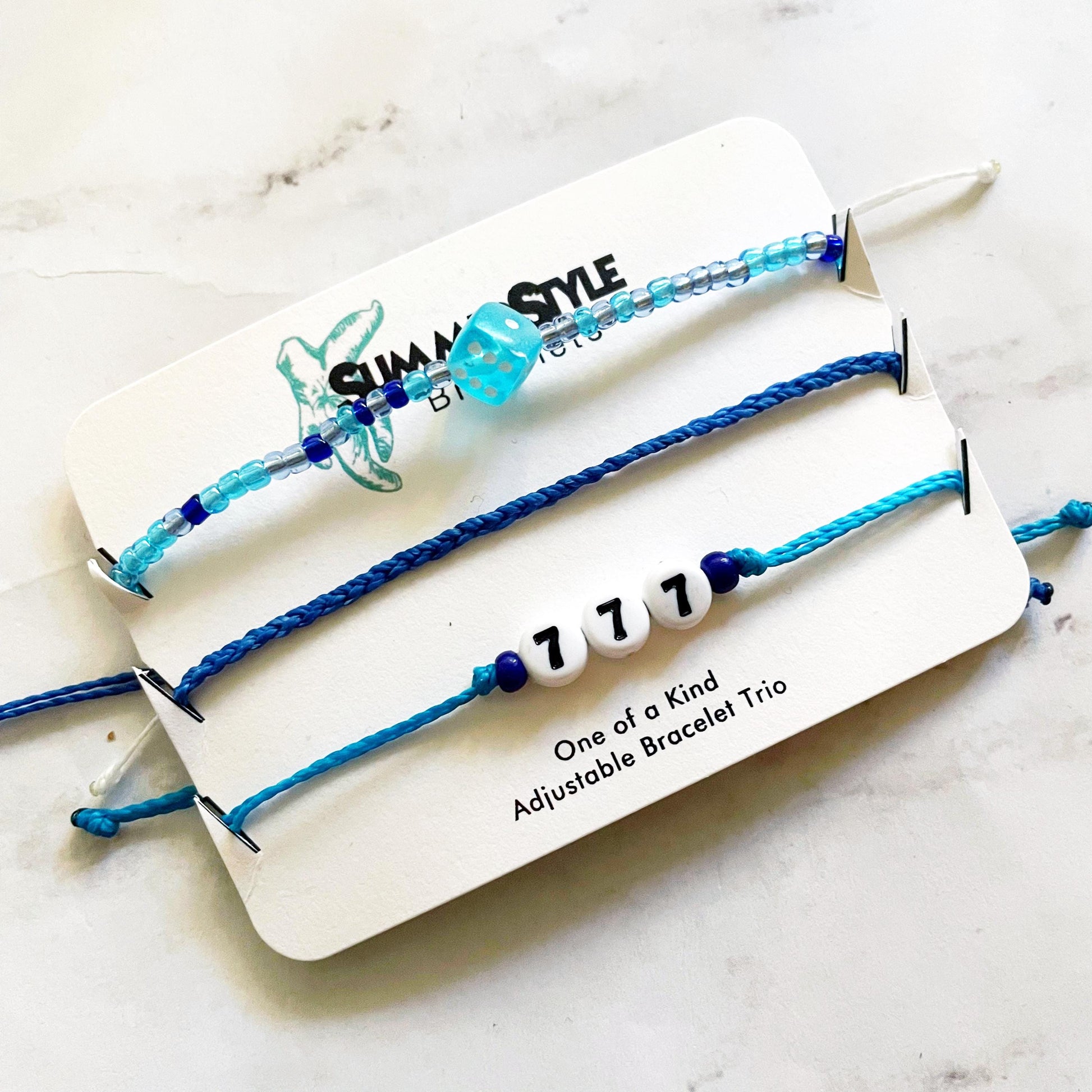 Lucky Sevens Bracelet Set, One of a Kind Bracelet Trio, Unique Bracelet Set, SummerStyle Bracelets
