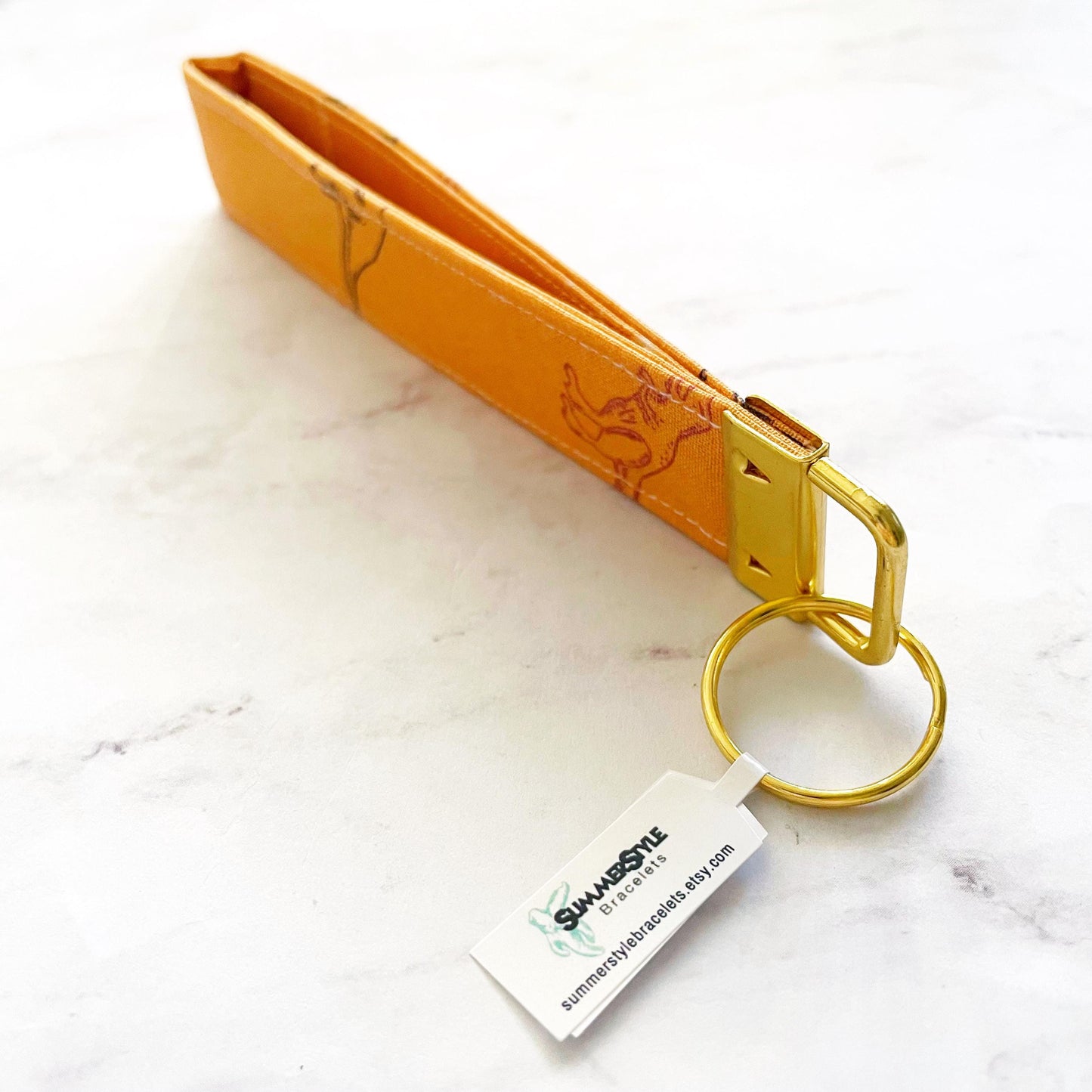 Golden Dinosaur Key Fob Wristlet, 6.5in Wristlet Lanyard, Keychain Wristlet, Handmade Lanyard, SummerStyle Bracelets