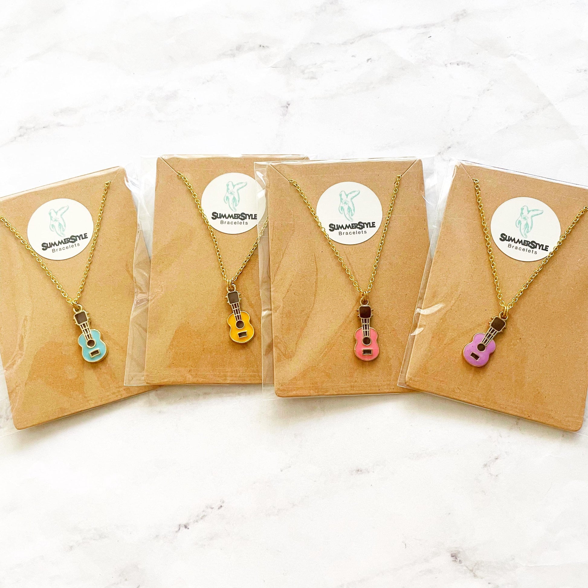 Gold Ukulele Charm Necklace, Music Jewelry, Gold Chain Necklace, SummerStyle Bracelets