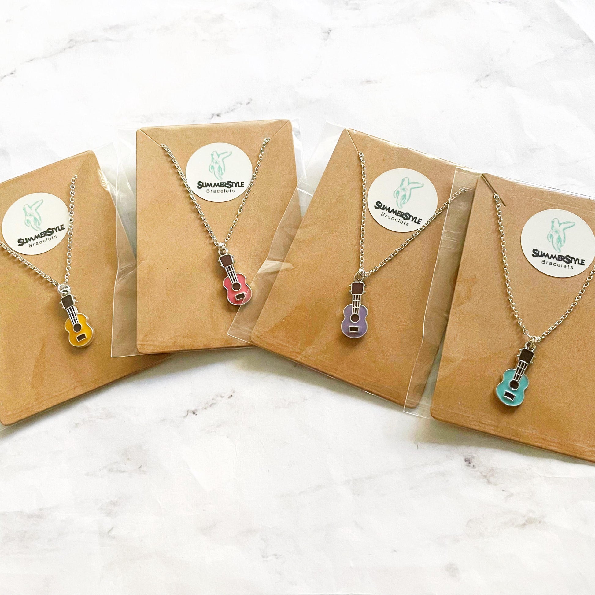 Silver Ukulele Charm Necklace, Music Jewelry, Silver Chain Necklace, SummerStyle Bracelets