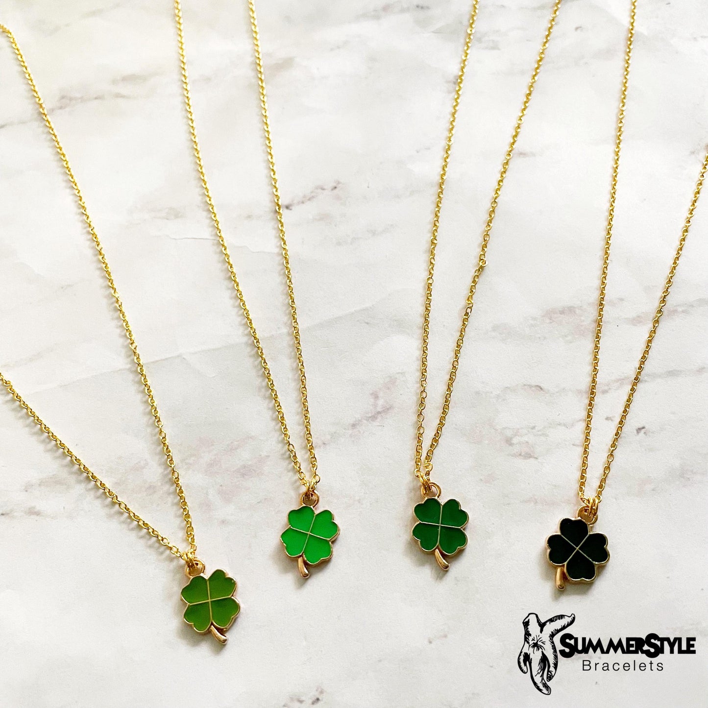 St. Patrick’s Day Shamrock Charm Necklace, Lucky Jewelry, Stainless Steel Chain Necklace, SummerStyle Bracelets