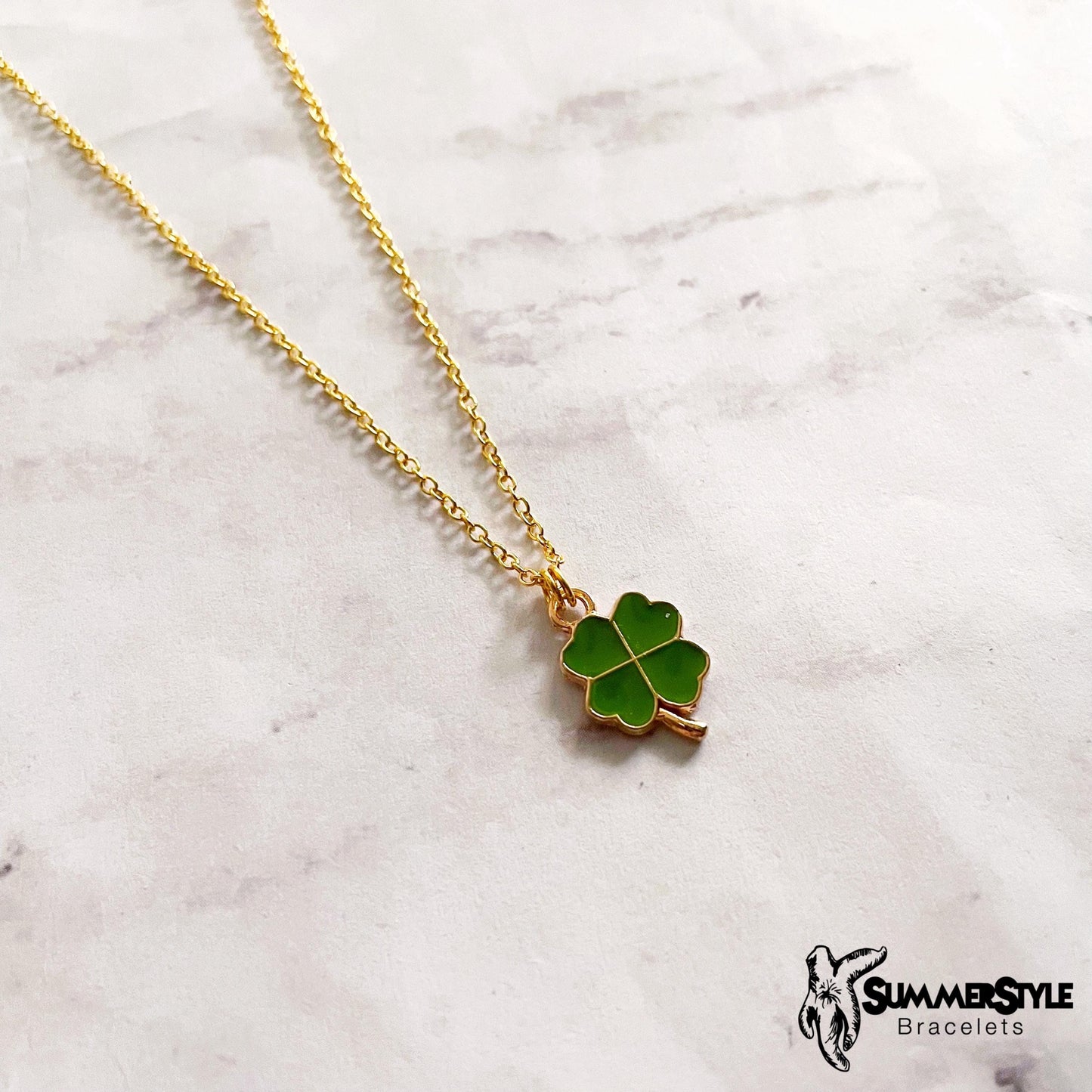 St. Patrick’s Day Shamrock Charm Necklace, Lucky Jewelry, Stainless Steel Chain Necklace, SummerStyle Bracelets