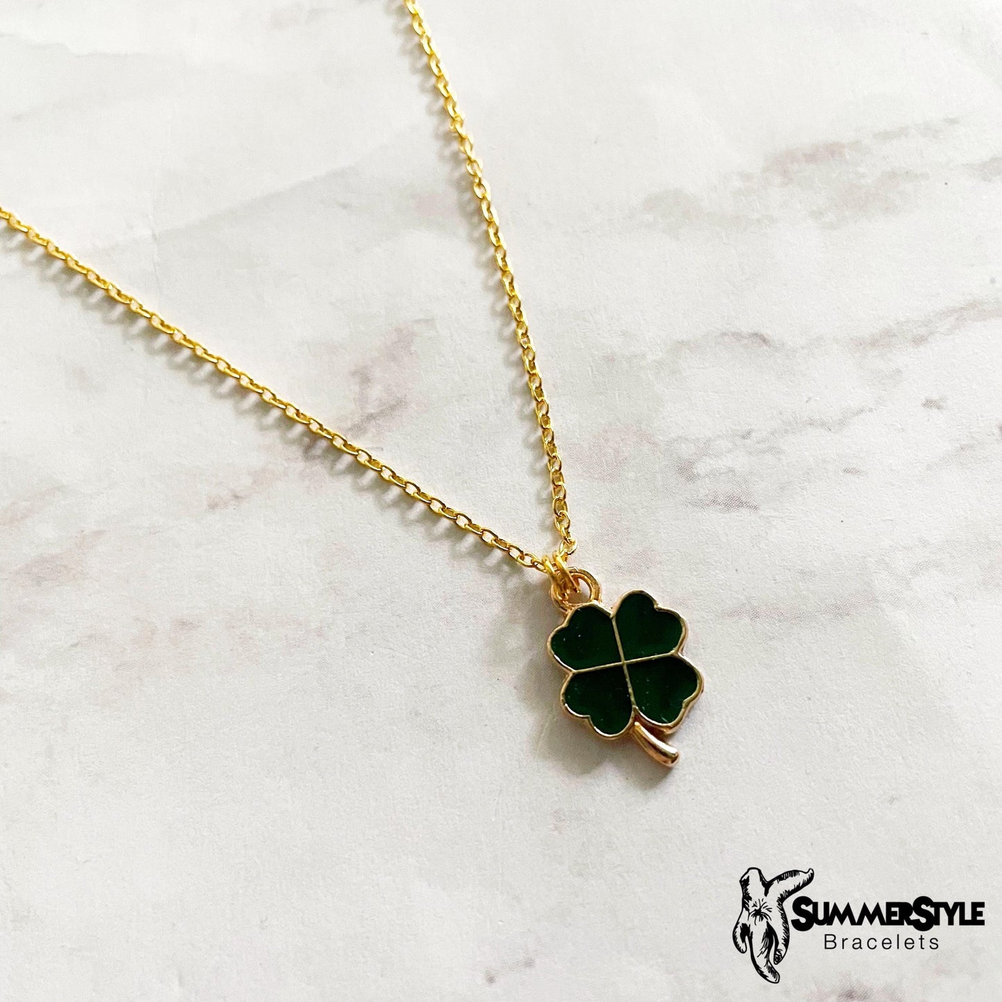 St. Patrick’s Day Shamrock Charm Necklace, Lucky Jewelry, Stainless Steel Chain Necklace, SummerStyle Bracelets