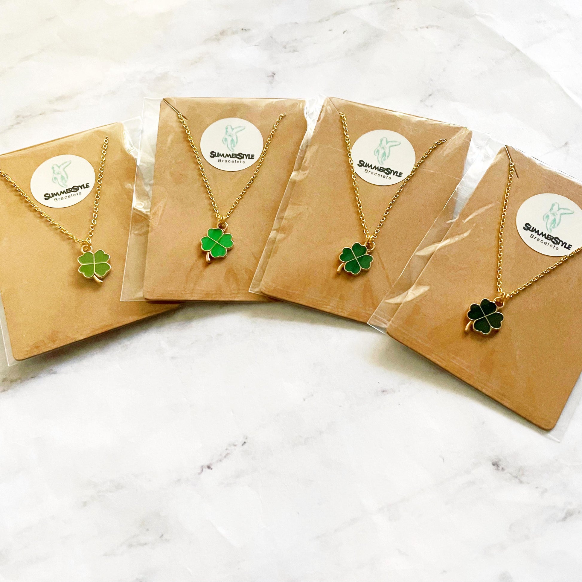 St. Patrick’s Day Shamrock Charm Necklace, Lucky Jewelry, Stainless Steel Chain Necklace, SummerStyle Bracelets