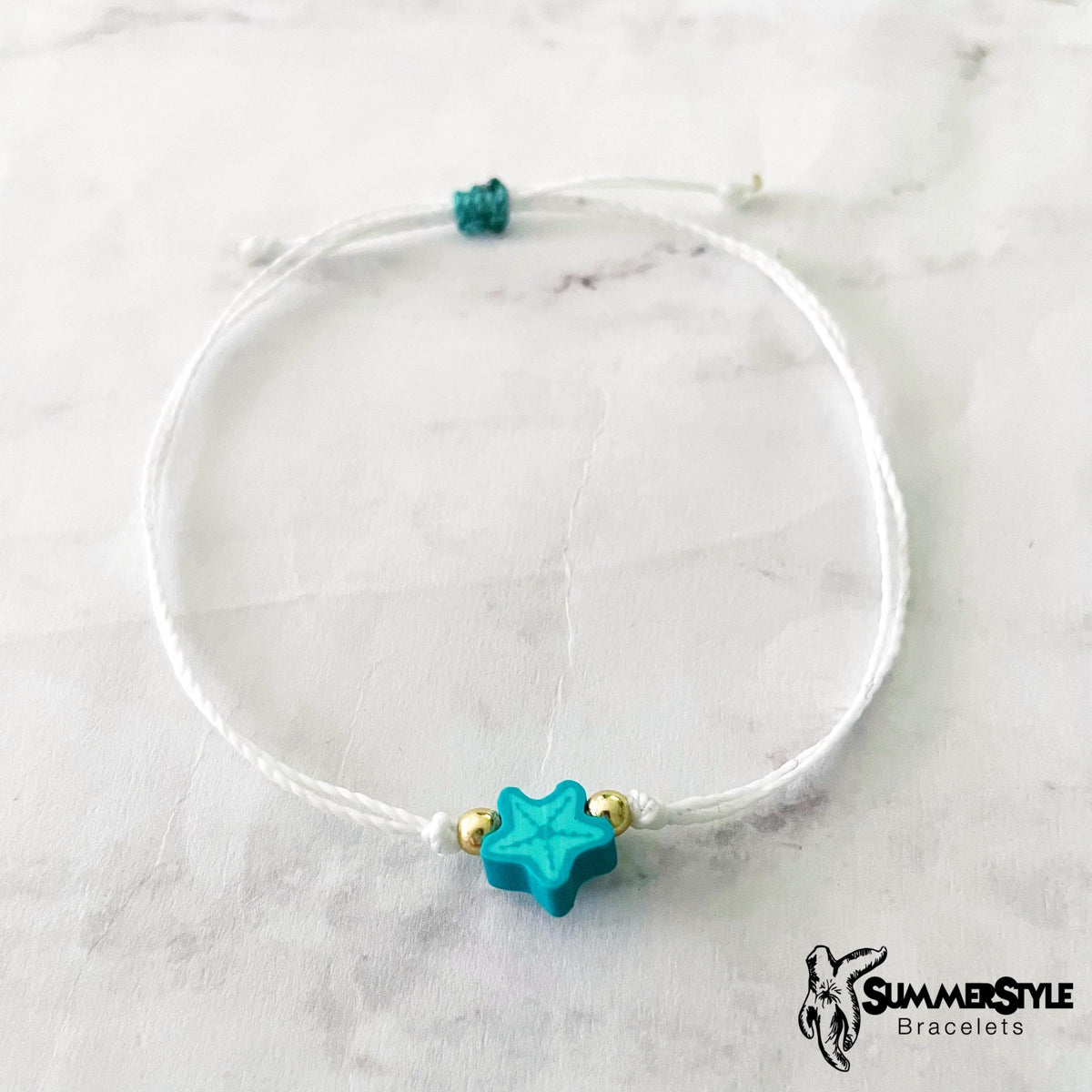 Teal Starfish Adjustable Waterproof Bracelet Pack, Starfish Gift, Starfish Bracelet, SummerStyle Bracelets