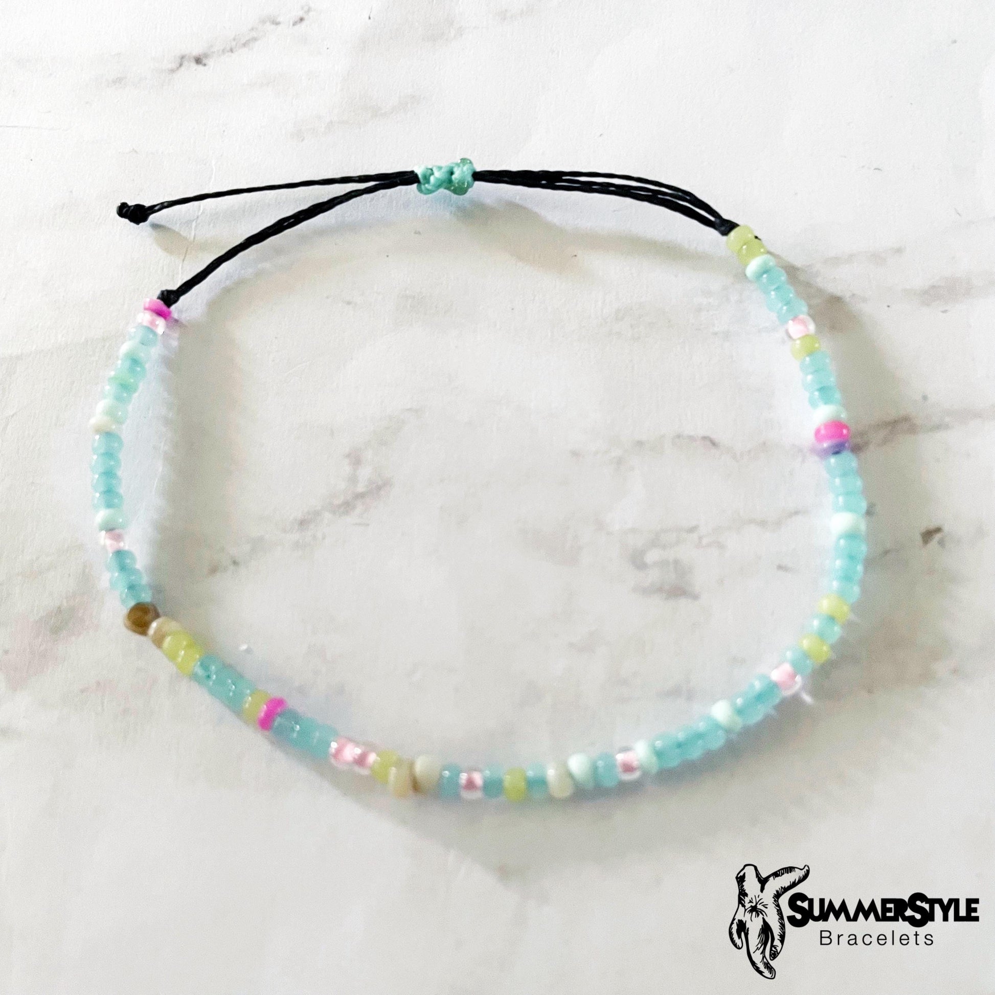 Pastel Smiley Face Adjustable Waterproof Bracelet Pack, Happy Face Bracelet, Summer Jewelry, Seed Bead Bracelet, SummerStyle Bracelets