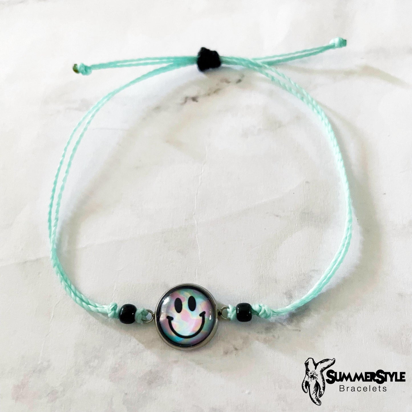 Pastel Smiley Face Adjustable Waterproof Bracelet Pack, Happy Face Bracelet, Summer Jewelry, Seed Bead Bracelet, SummerStyle Bracelets