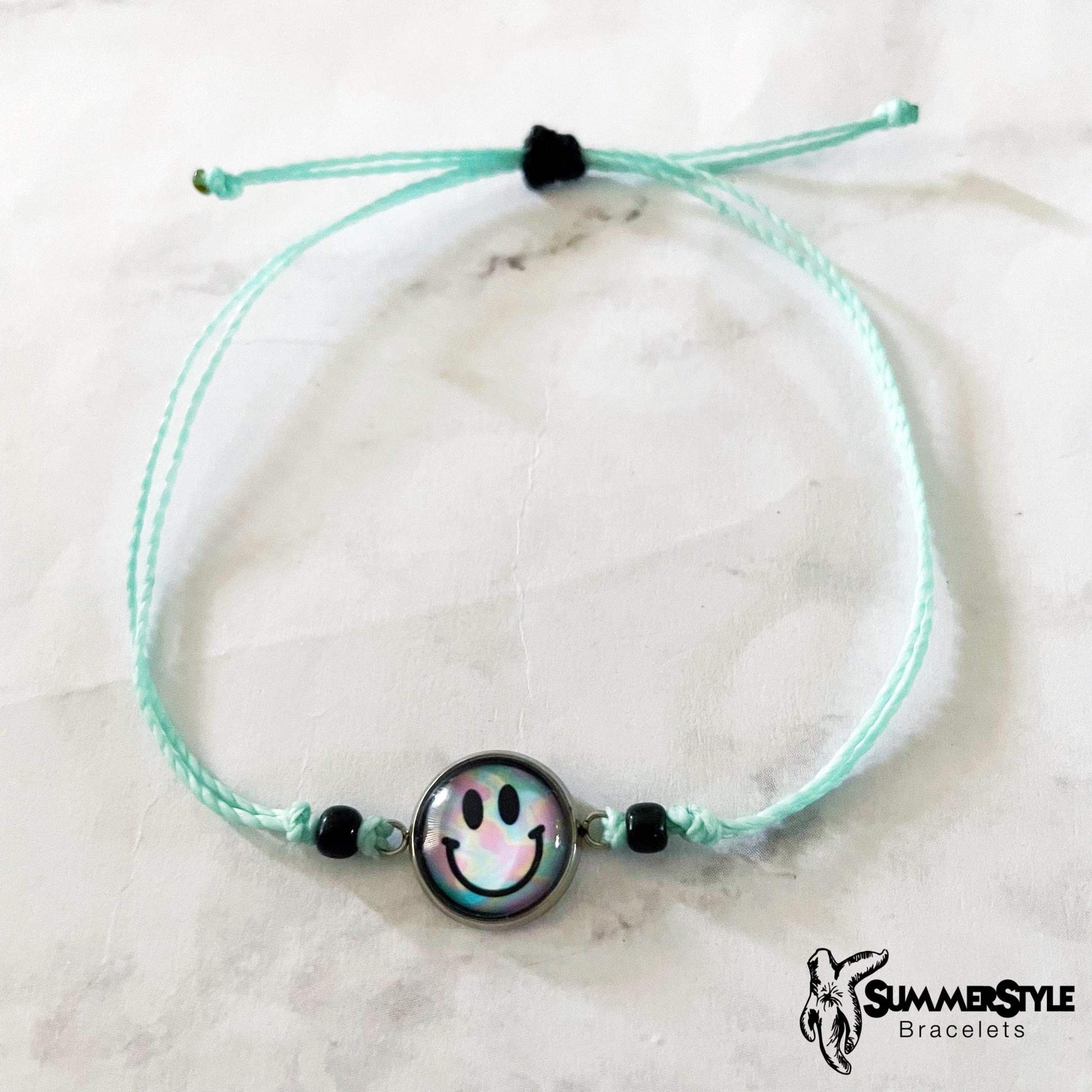 Pastel Smiley Face Adjustable Waterproof Bracelet Pack, Happy Face Bracelet, Summer Jewelry, Seed Bead Bracelet, SummerStyle Bracelets