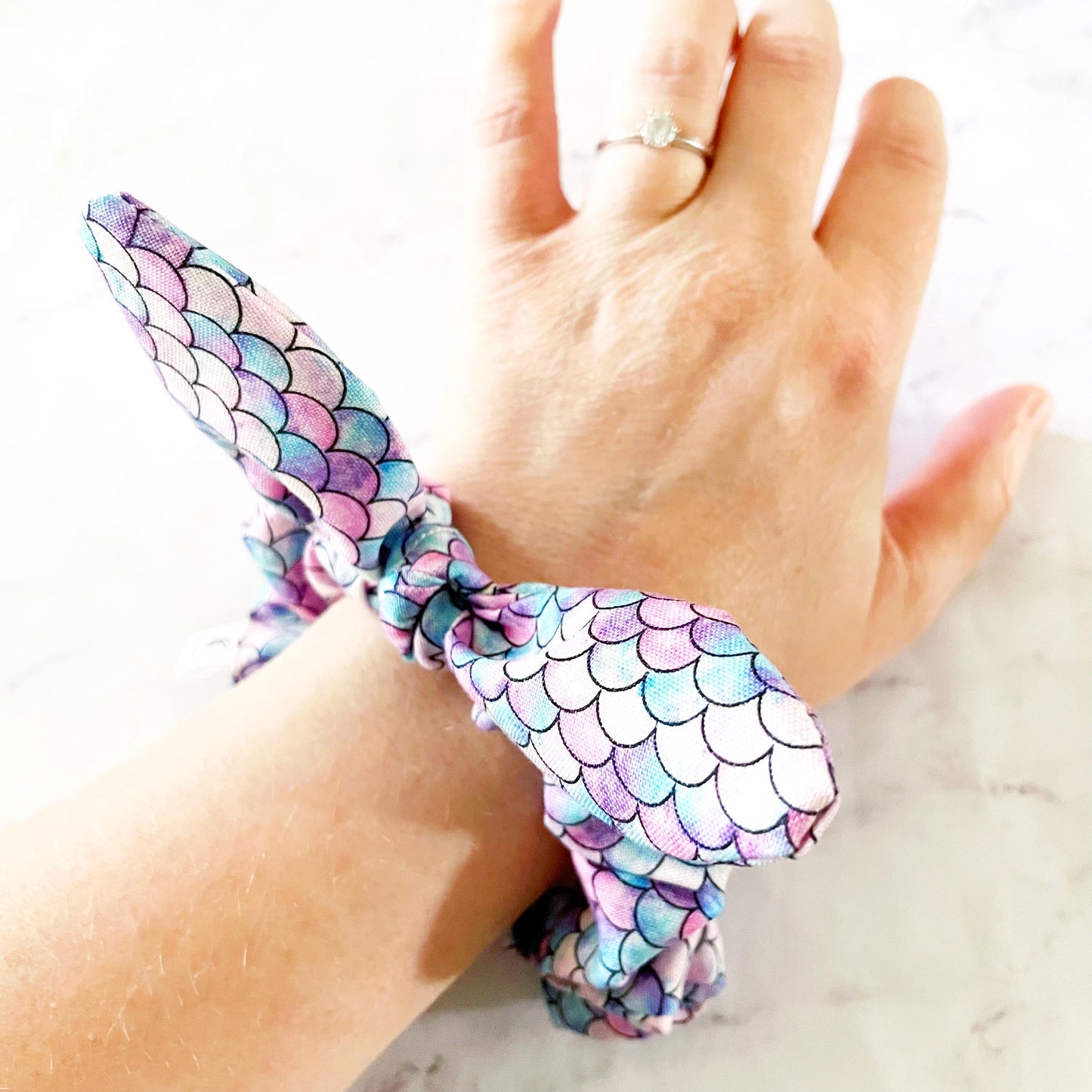 Mermaid Scales Bow Scrunchie, Mermaid Gift, Hair Accessories, SummerStyle Bracelets
