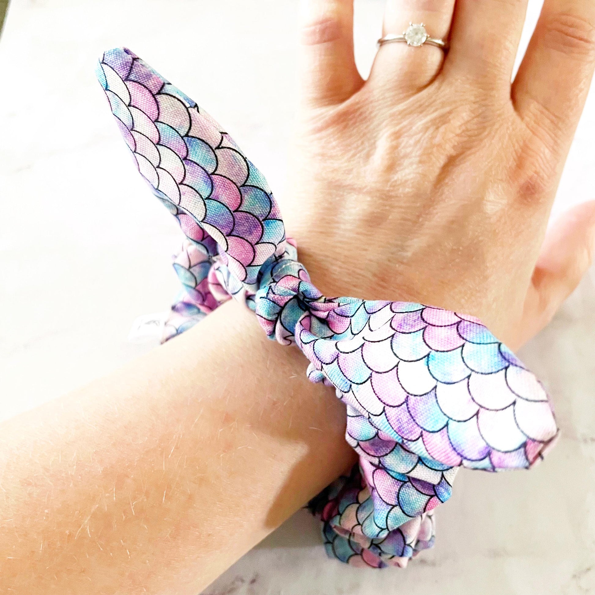 Mermaid Scales Bow Scrunchie, Mermaid Gift, Hair Accessories, SummerStyle Bracelets