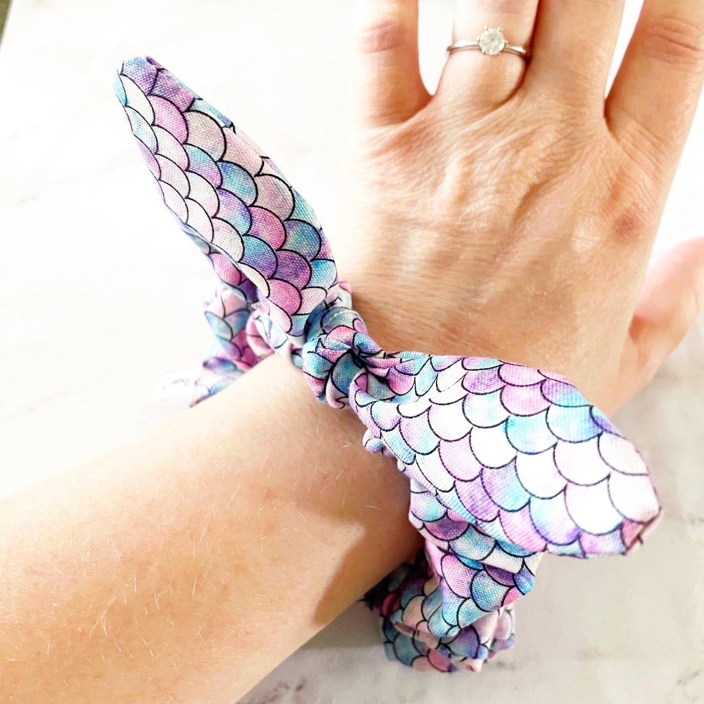 Mermaid Scales Bow Scrunchie, Mermaid Gift, Hair Accessories, SummerStyle Bracelets