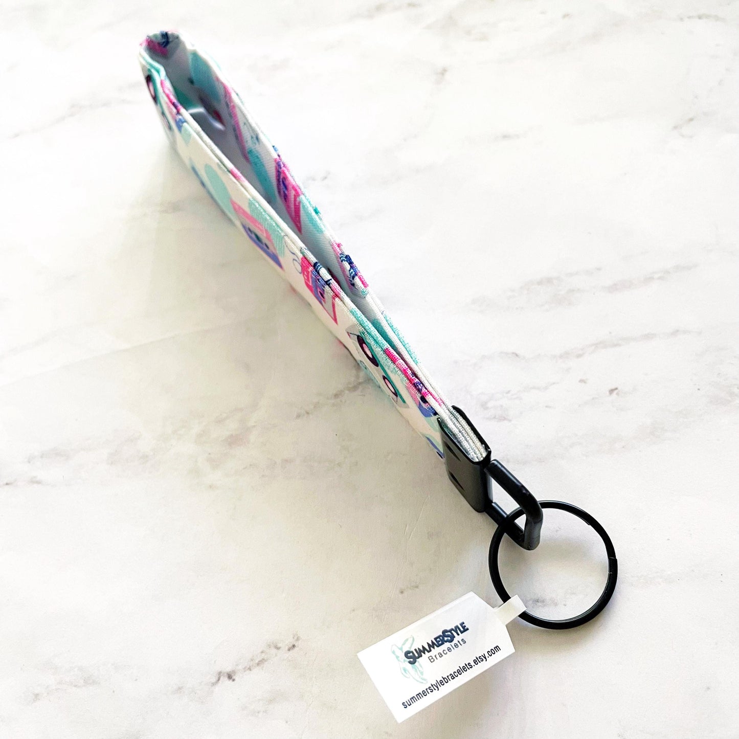 Neon Cassette Key Fob Wristlet, 6.5in Wristlet Lanyard, Keychain Wristlet, Handmade Lanyard, SummerStyle Bracelets