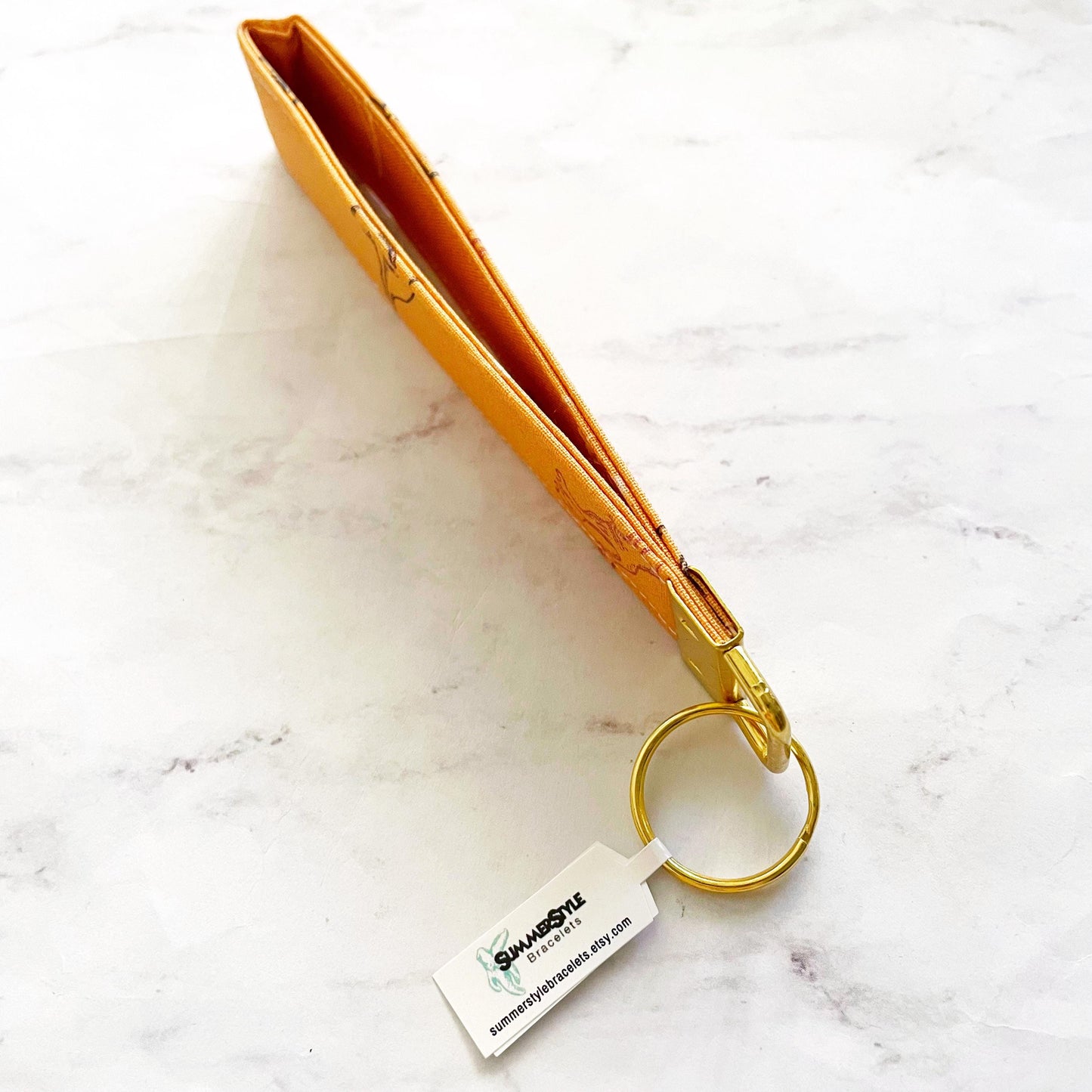 Golden Dinosaur Key Fob Wristlet, 6.5in Wristlet Lanyard, Keychain Wristlet, Handmade Lanyard, SummerStyle Bracelets