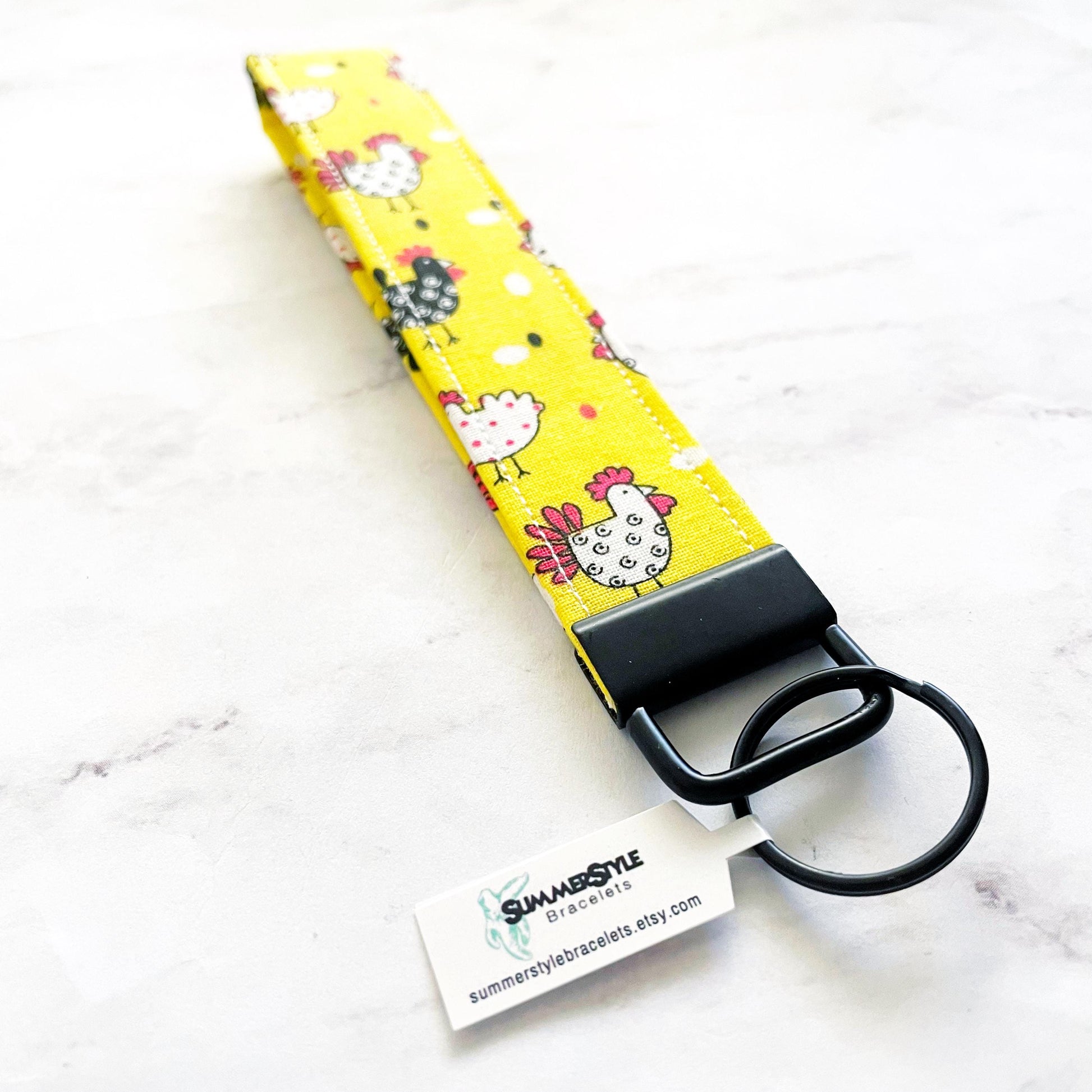 Funky Chicken Key Fob Wristlet, 6.5in Wristlet Lanyard, Keychain Wristlet, Handmade Lanyard, SummerStyle Bracelets