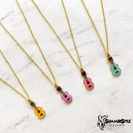 Gold Ukulele Charm Necklace, Music Jewelry, Gold Chain Necklace, SummerStyle Bracelets