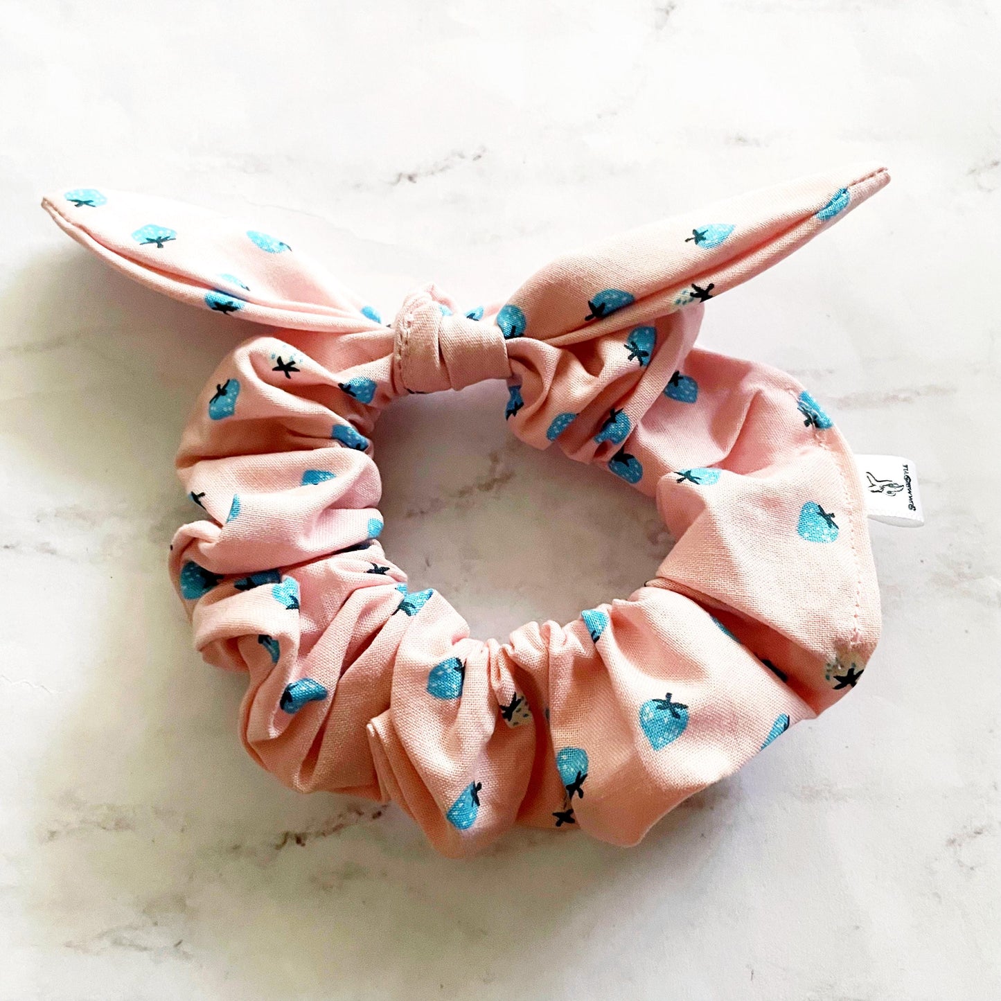 Tiny Strawberry Bow Scrunchie, Strawberry Gift, Hair Accessories, Bow Hair Tie, SummerStyle Bracelets