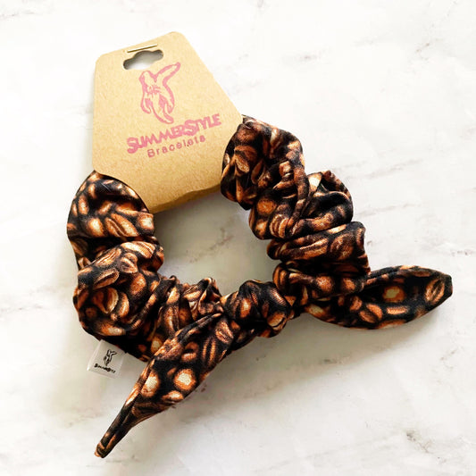 Coffee Beans Bow Scrunchie, Coffee Lover Gift, Hair Accessories, Bow Hair Tie, SummerStyle Bracelets