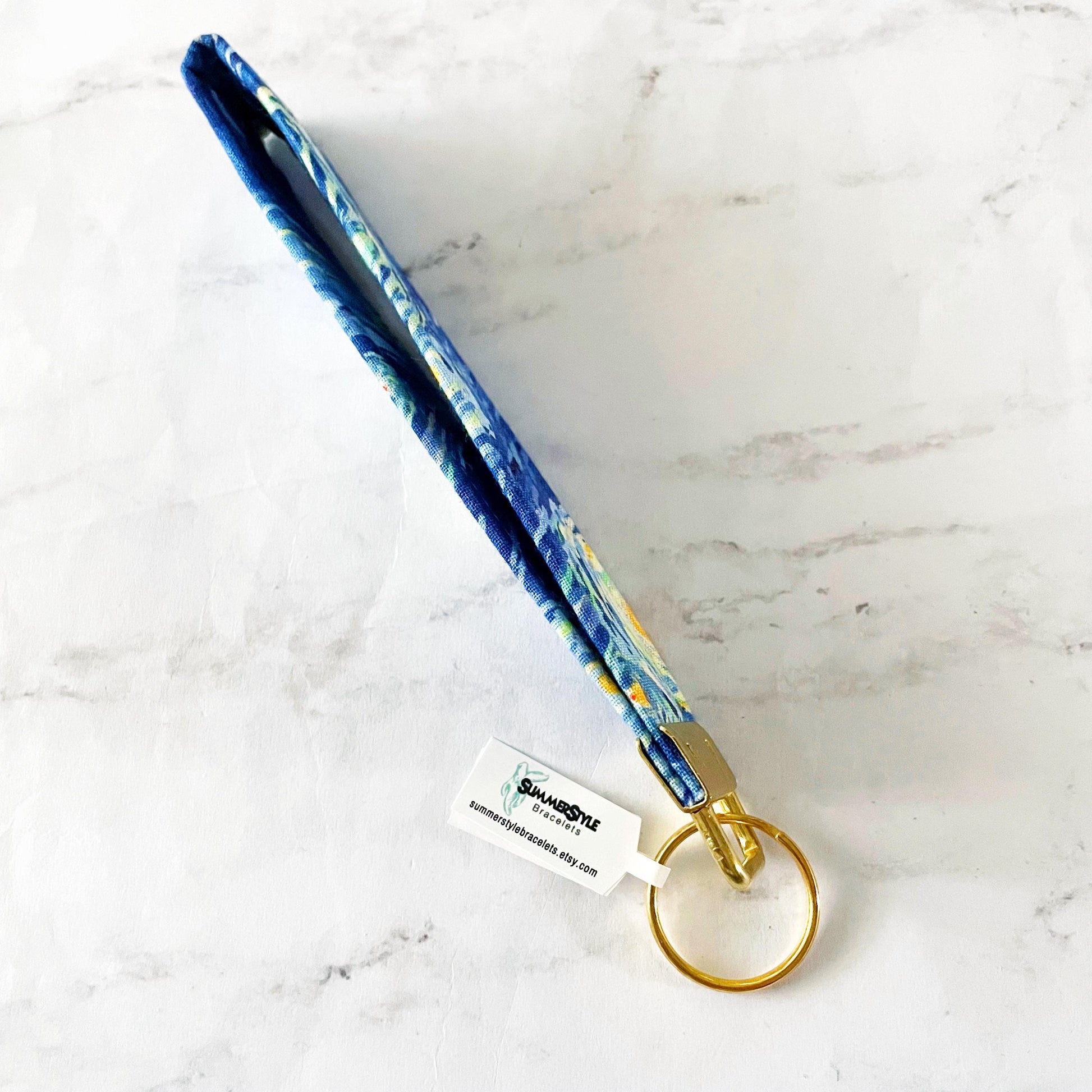 Starry Night Key Fob Wristlet, 6.5in Wristlet Lanyard, Keychain Wristlet, SummerStyle Bracelets