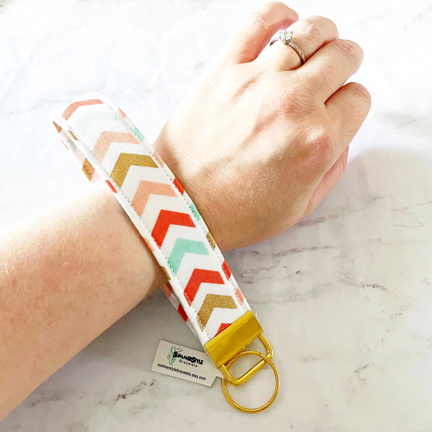 Metallic Chevron Key Fob Wristlet, 6.5in Wristlet Lanyard, Keychain Wristlet, Handmade Lanyard, SummerStyle Bracelets