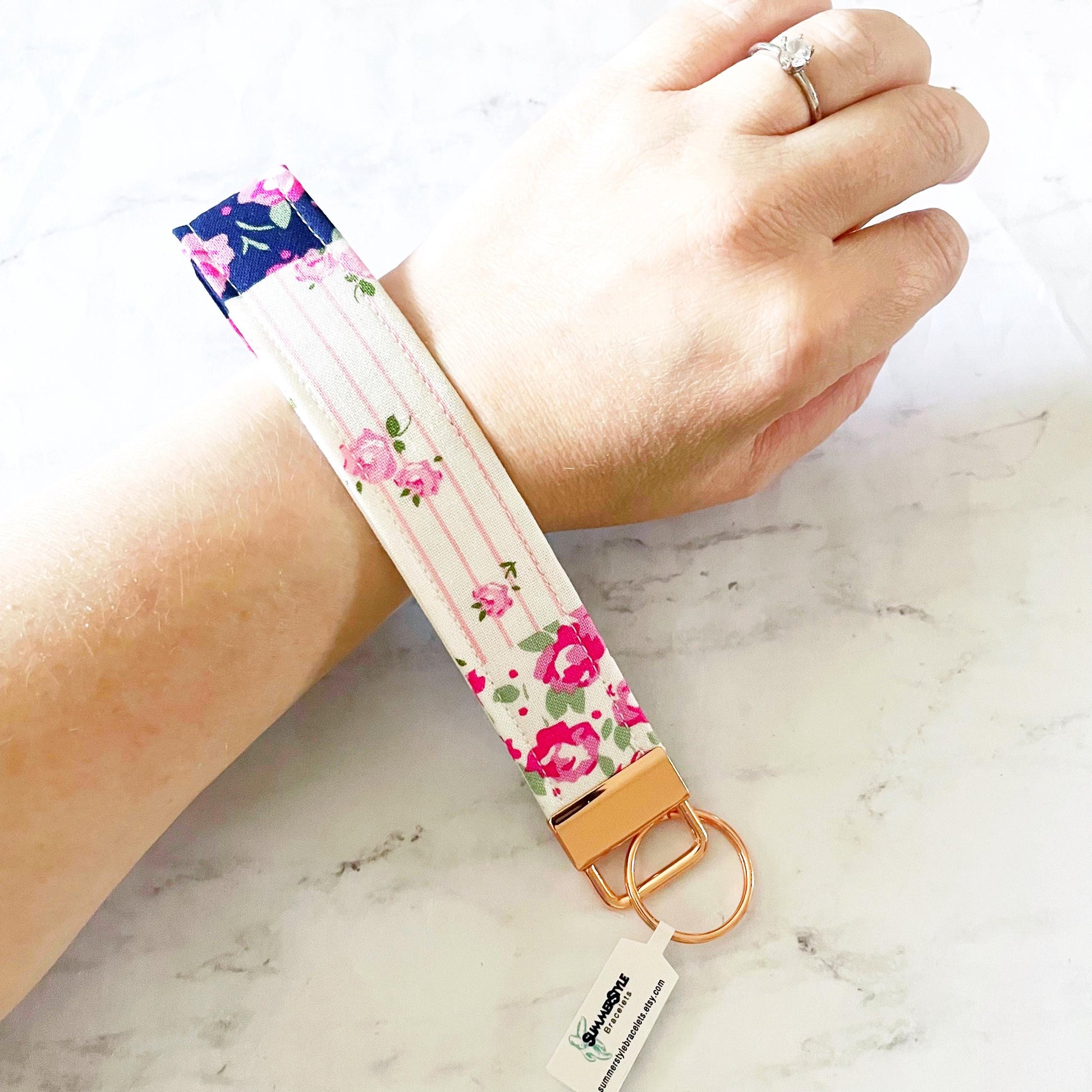 Preppy Pink Patchwork Key Fob Wristlet, 6.5in Wristlet Lanyard, Keychain Wristlet, Handmade Lanyard, SummerStyle Bracelets