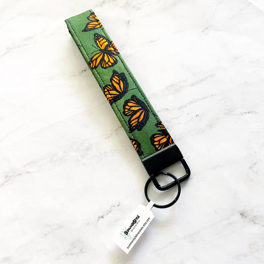 Monarch Butterfly Key Fob Wristlet, 6.5in Wristlet Lanyard, Keychain Wristlet, Butterfly Gift, Handmade Lanyard, SummerStyle Bracelets