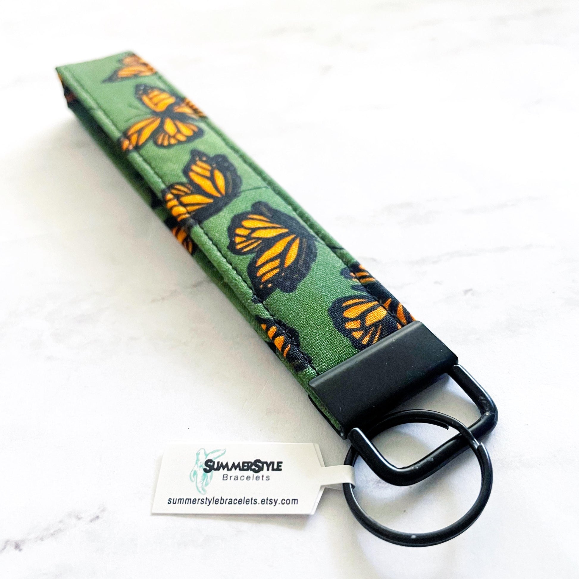 Monarch Butterfly Key Fob Wristlet, 6.5in Wristlet Lanyard, Keychain Wristlet, Butterfly Gift, Handmade Lanyard, SummerStyle Bracelets