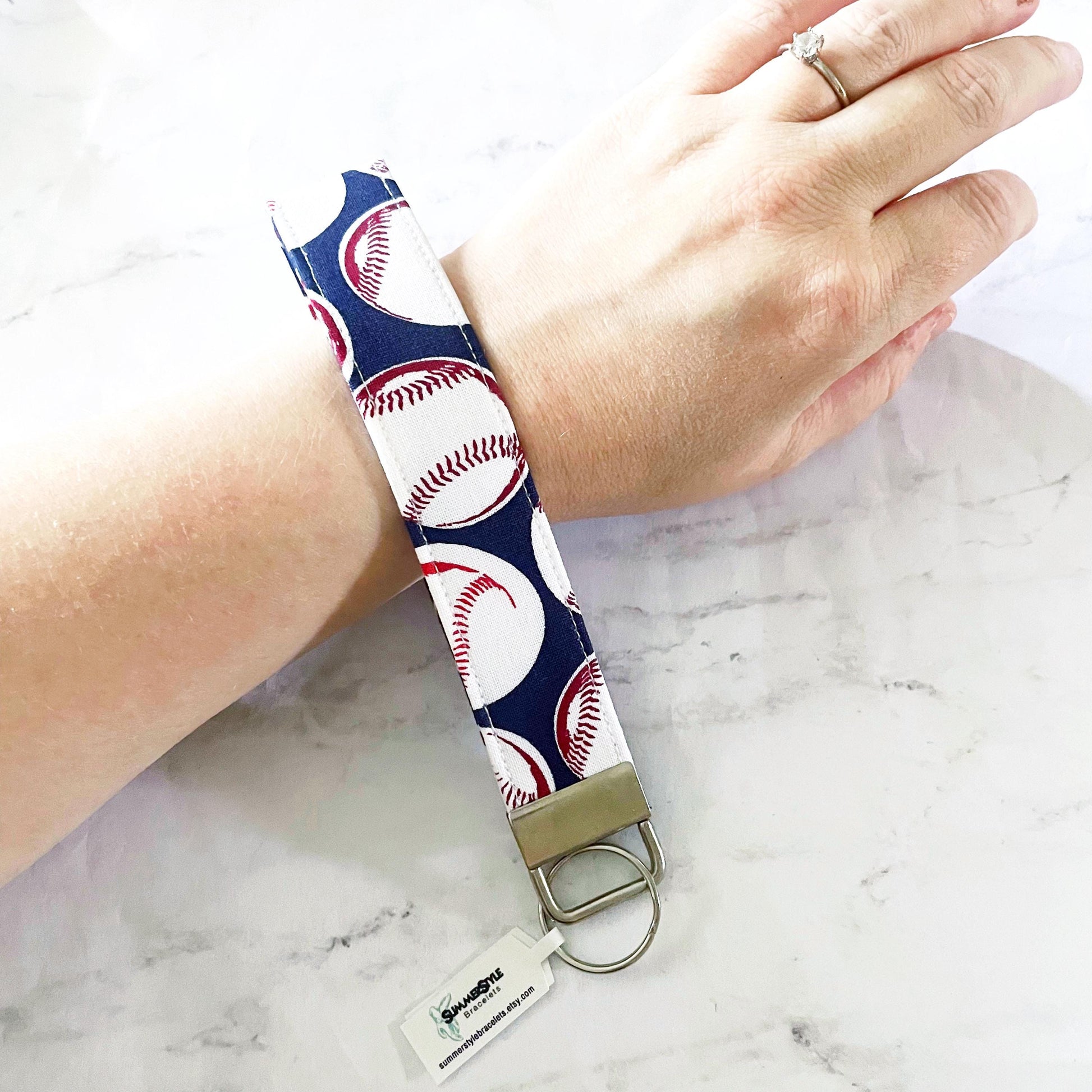Baseball Key Fob Wristlet, 6.5in Wristlet Lanyard, Keychain Wristlet, Handmade Lanyard, SummerStyle Bracelets