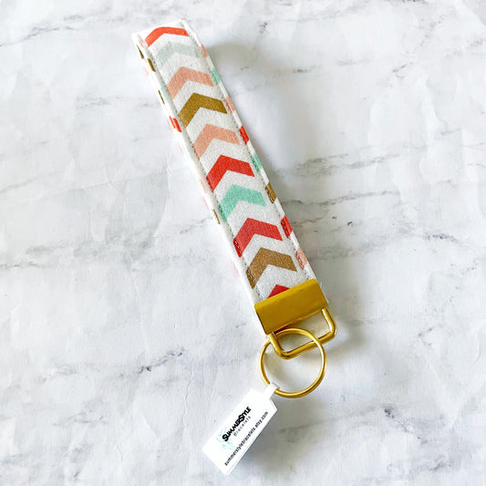 Metallic Chevron Key Fob Wristlet, 6.5in Wristlet Lanyard, Keychain Wristlet, Handmade Lanyard, SummerStyle Bracelets