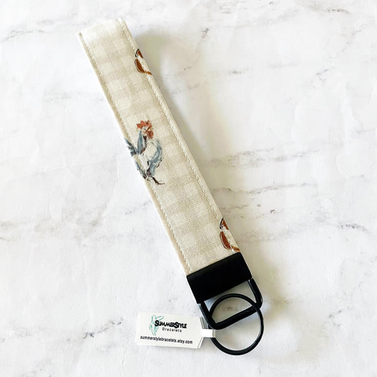Checkered Chicken Key Fob Wristlet, 6.5in Wristlet Lanyard, Keychain Wristlet, Farm Gift, Handmade Lanyard, SummerStyle Bracelets