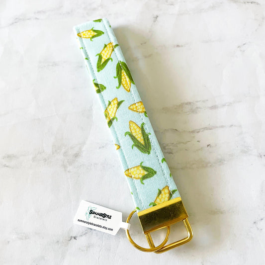 Corn Field Key Fob Wristlet, 6.5in Wristlet Lanyard, Keychain Wristlet, Handmade Lanyard, SummerStyle Bracelets